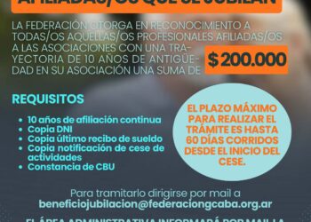 Beneficio para Afiliadas/os que se jubilan